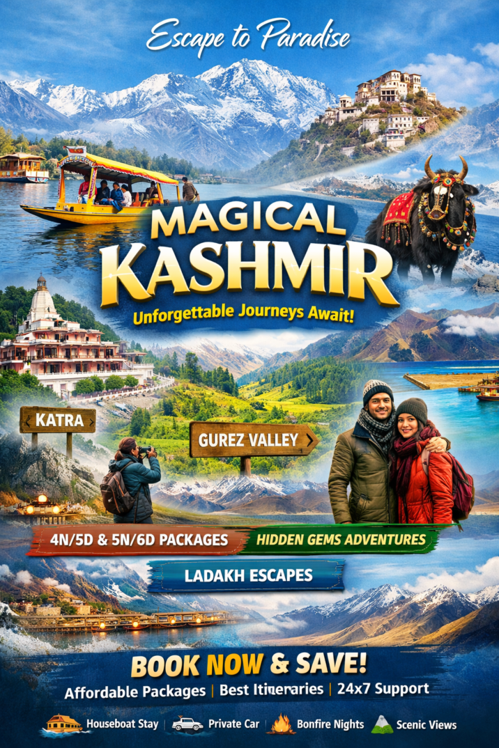 Kashmir Tour Packages 2026 Affordable Srinagar, Gulmarg, Pahalgam & Ladakh Holiday Deals